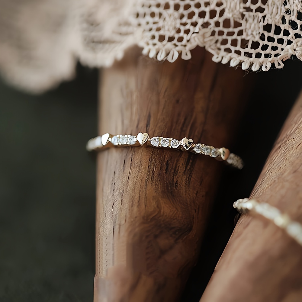 925 Sterling Silver Heart Ring with Zirconia Stones